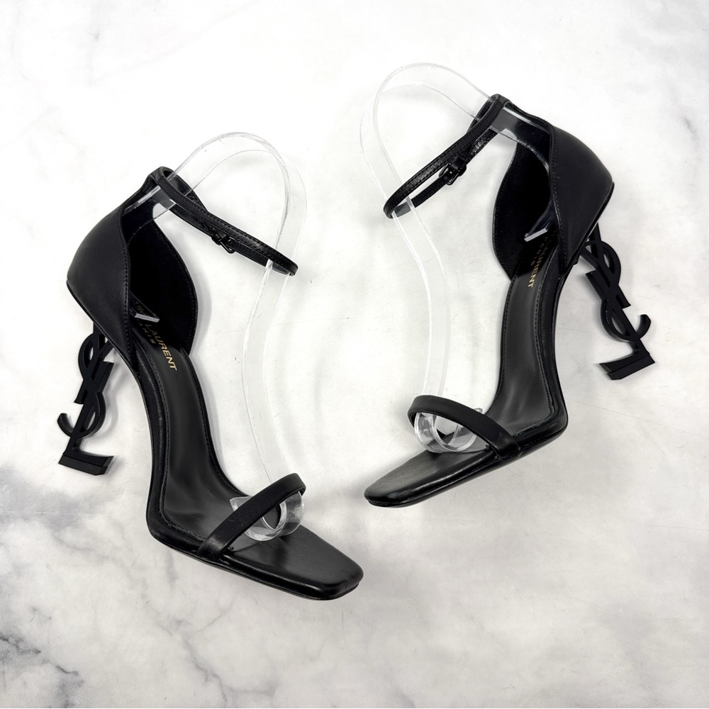 Saint Laurent Black Opyum Ankle-Strap Sandals - Picture 8 of 14